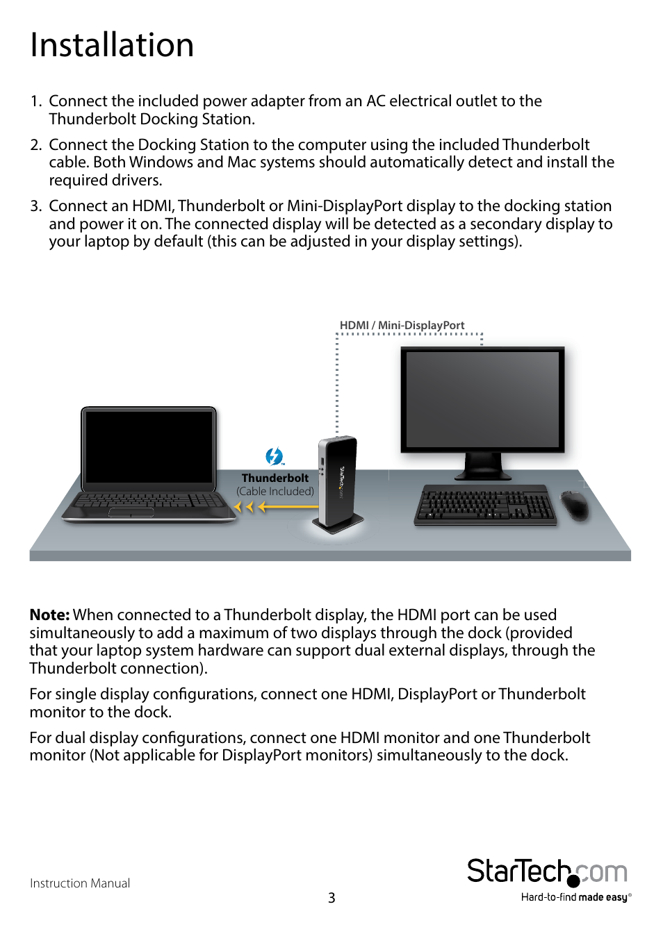 Installation | StarTech.com TBDOCKHDPBC Manual User Manual | Page 6 / 16