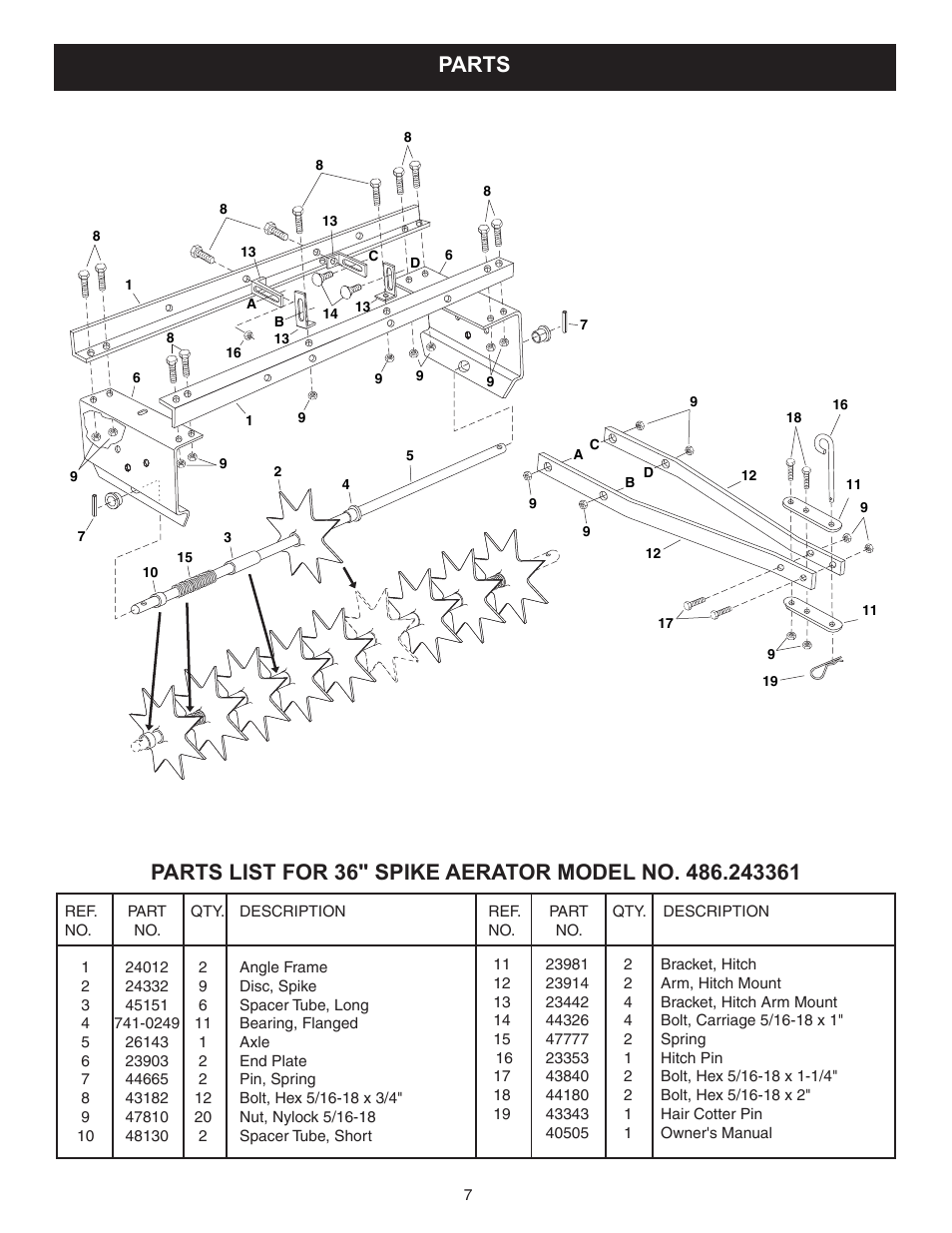 Parts | Craftsman 486.243361 User Manual | Page 7 / 8