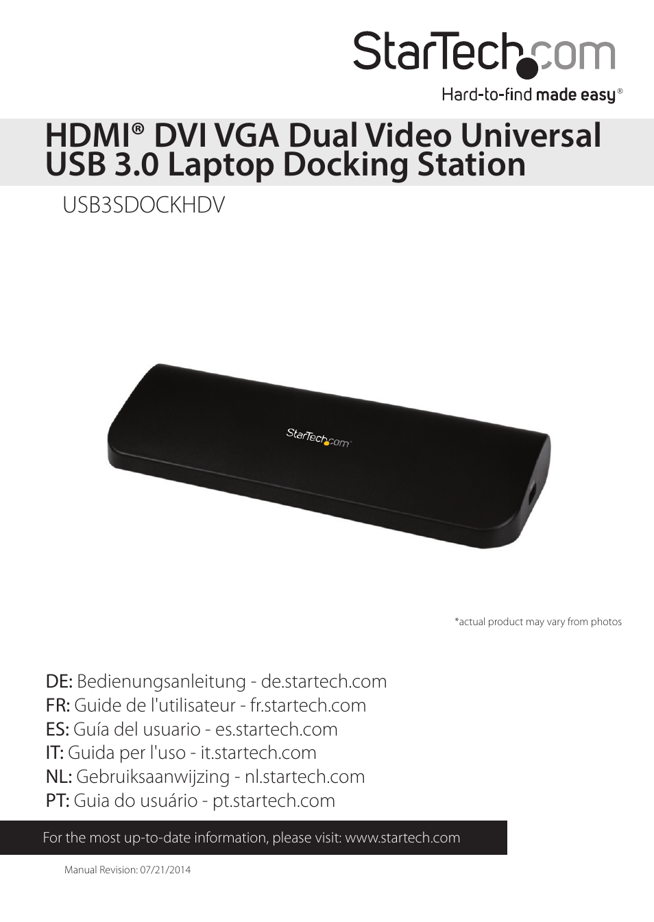 StarTech.com USB3SDOCKHDV User Manual | 16 pages