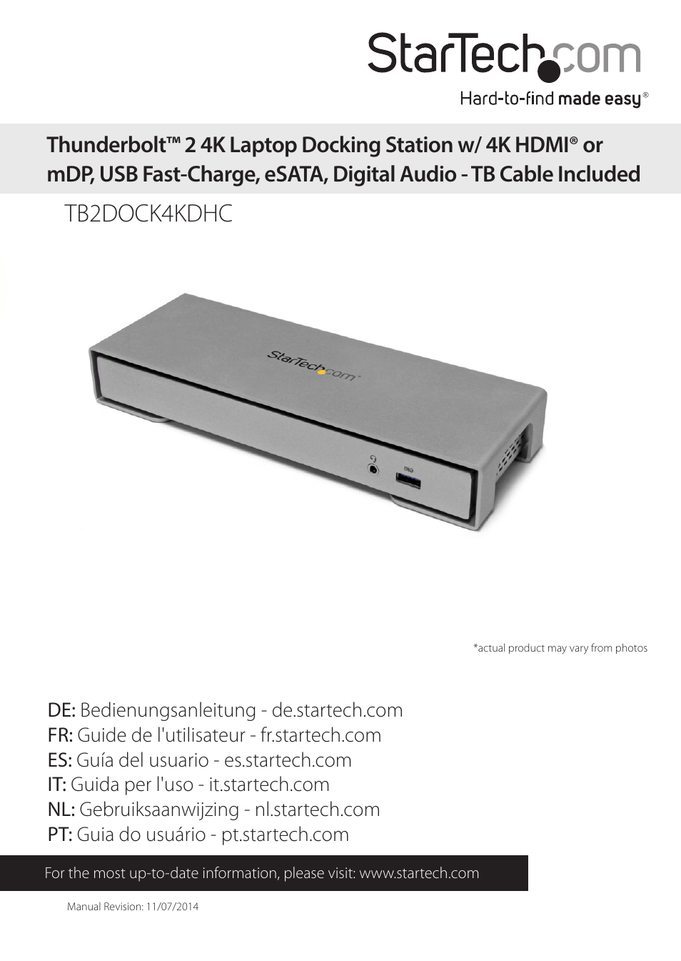 StarTech.com TB2DOCK4KDHC User Manual | 10 pages