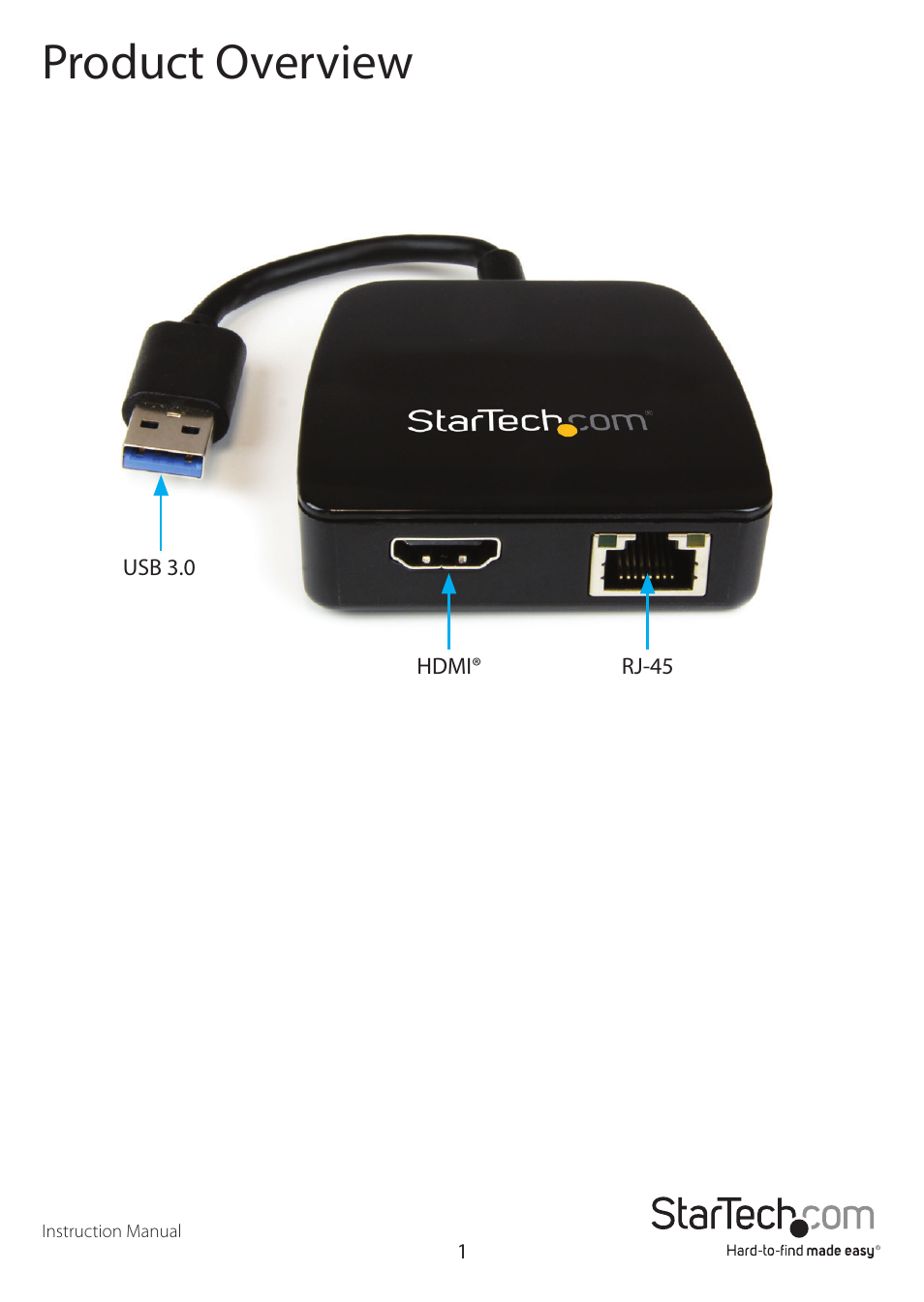 Product overview | StarTech.com USB31GEHD User Manual | Page 4 / 16