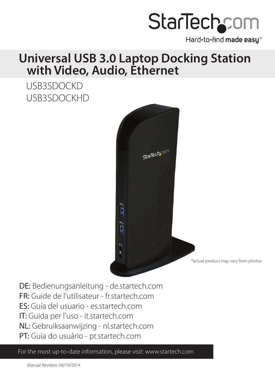 StarTech.com USB3SDOCKHD User Manual | 15 pages