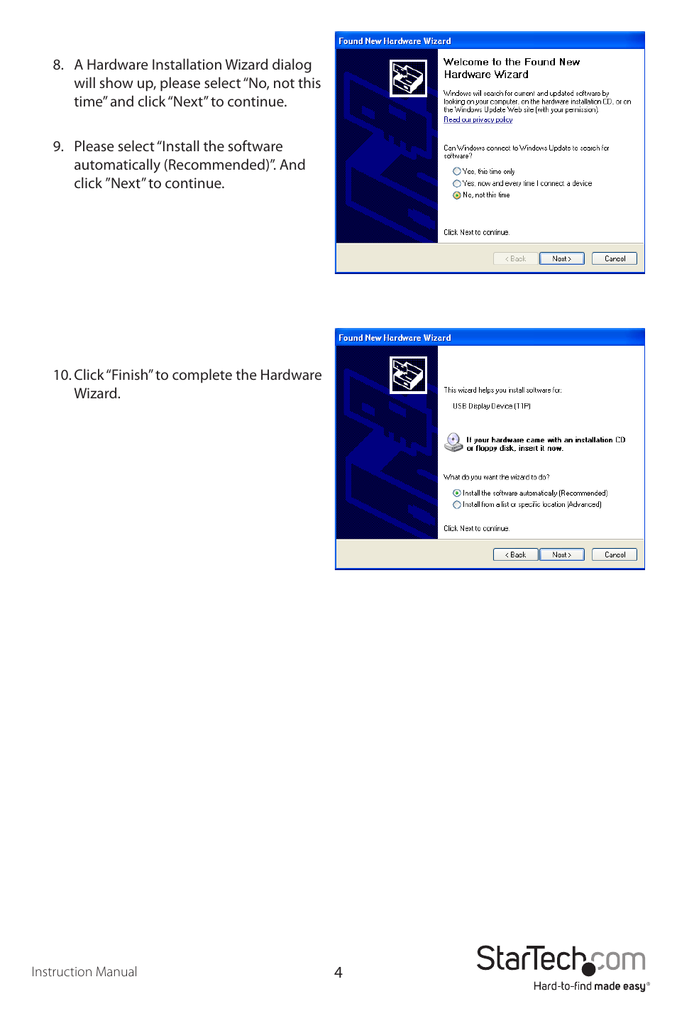 StarTech.com USBVGADOCK2 User Manual | Page 7 / 15