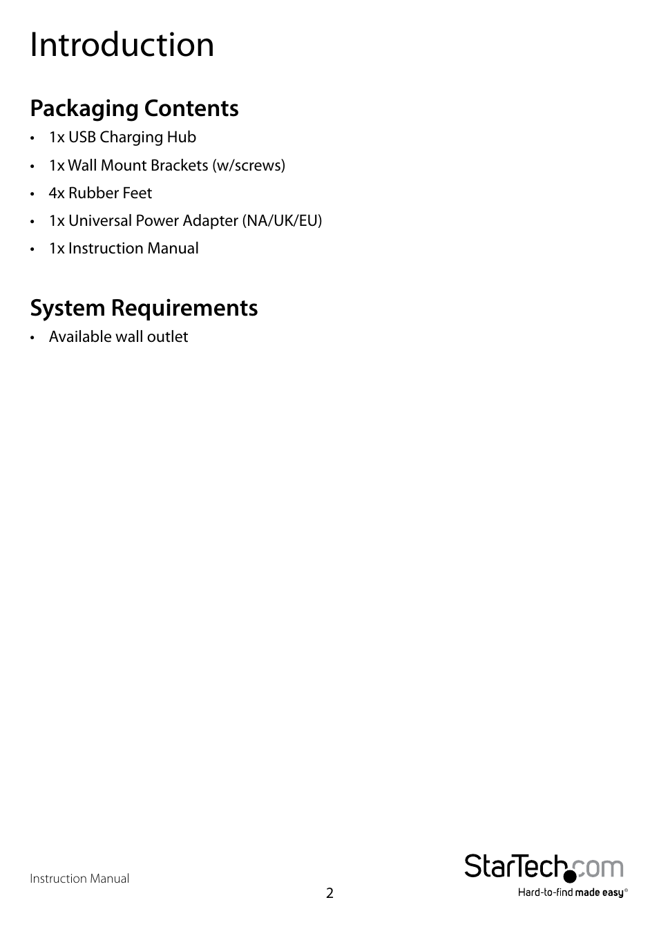 Introduction, Packaging contents, System requirements | Packaging contents system requirements | StarTech.com ST7CU35122 User Manual | Page 5 / 10
