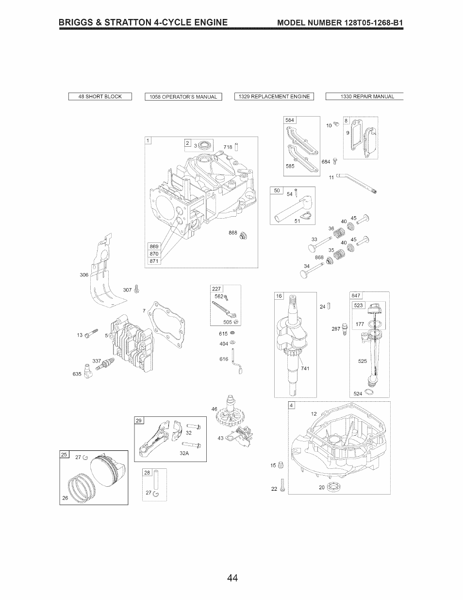 Briggs & stratton 4^cycle engine | Craftsman 917.374366 User Manual | Page 44 / 52