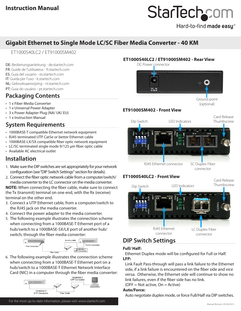 StarTech.com ET91000SM402 User Manual | 2 pages