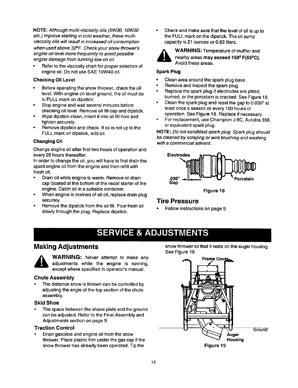 Tire pressure, Service & adjustments, Making adjustments | Craftsman 247.886640 User Manual | Page 15 / 33