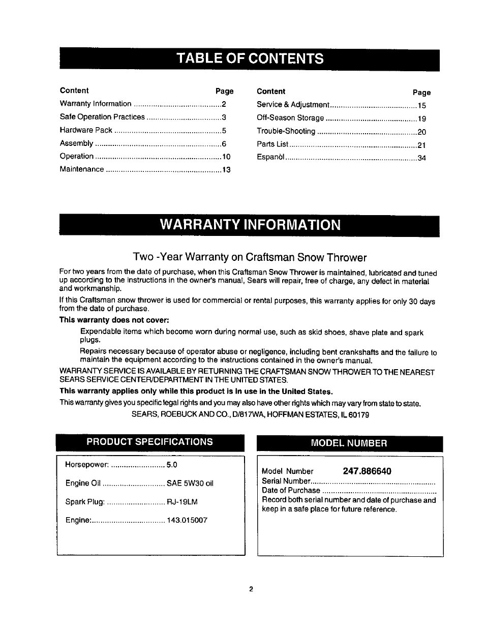 Craftsman 247.886640 User Manual | Page 2 / 33