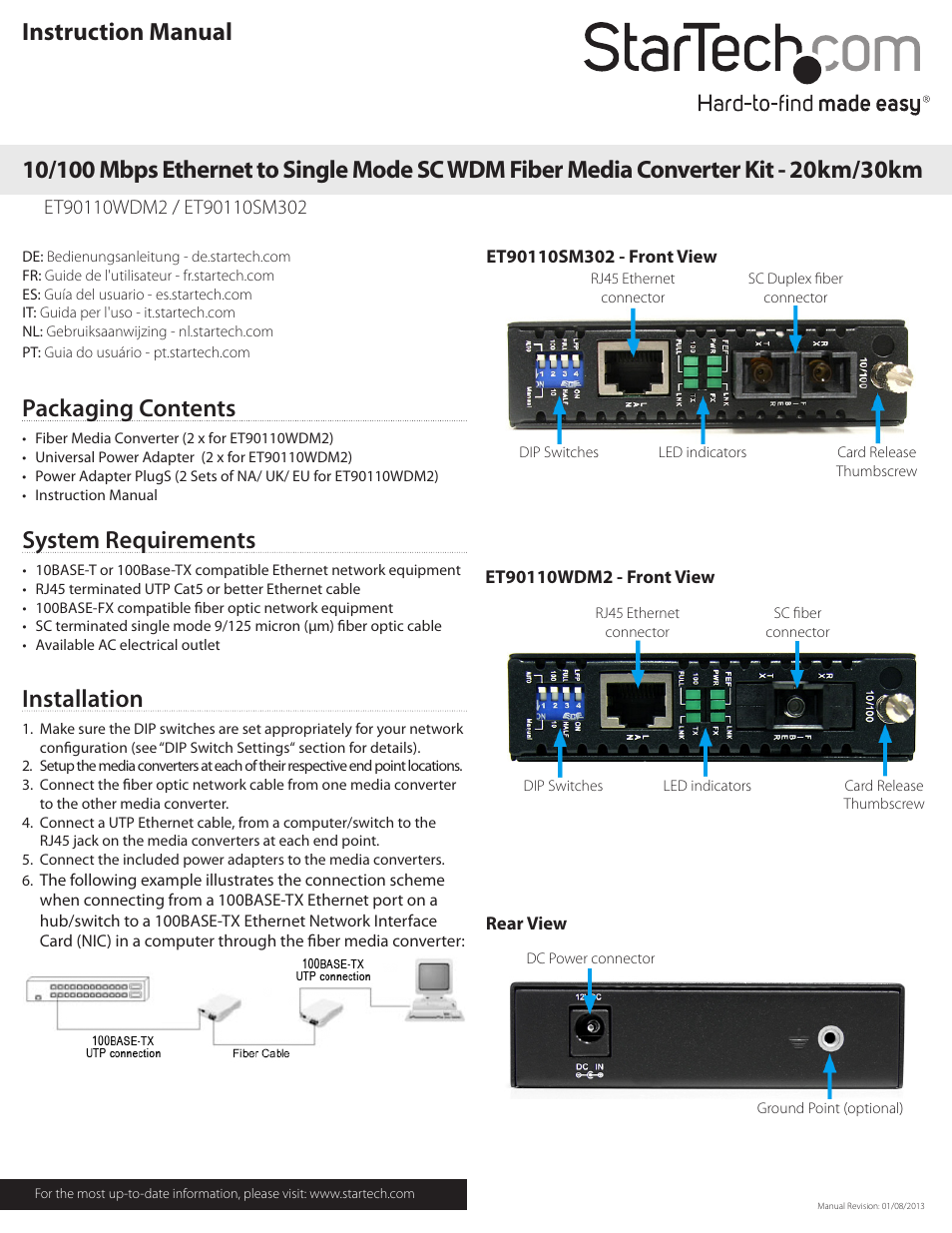 StarTech.com ET90110SM302 User Manual | 2 pages