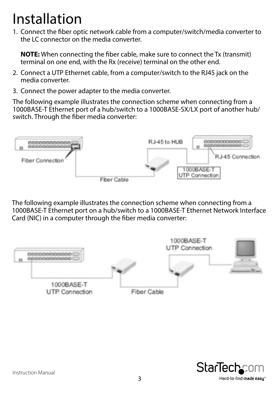 Installation | StarTech.com ET91000LCOAM User Manual | Page 6 / 12