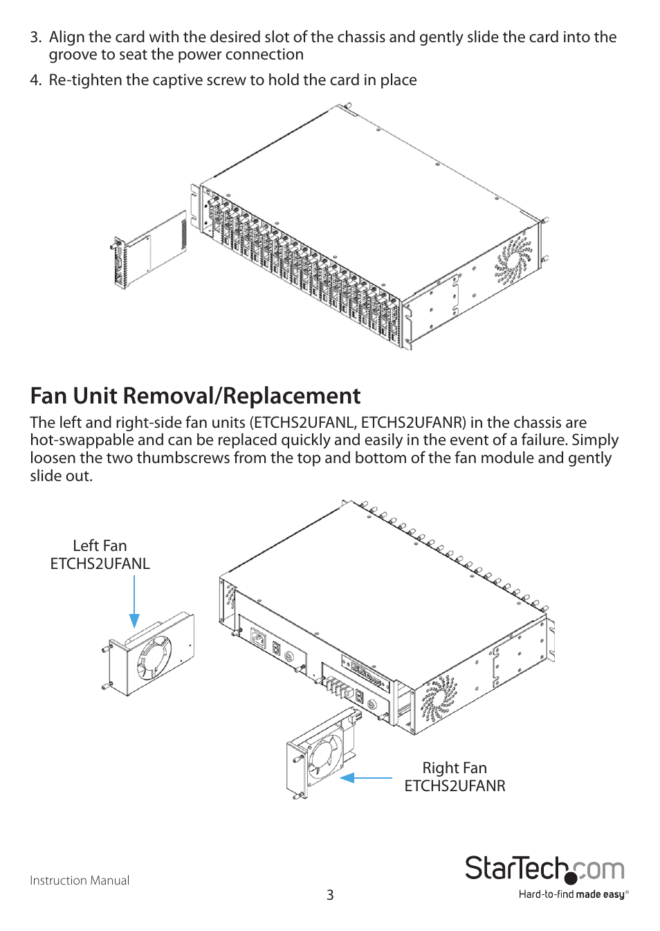 Fan unit removal/replacement | StarTech.com ETCHS2U User Manual | Page 6 / 10