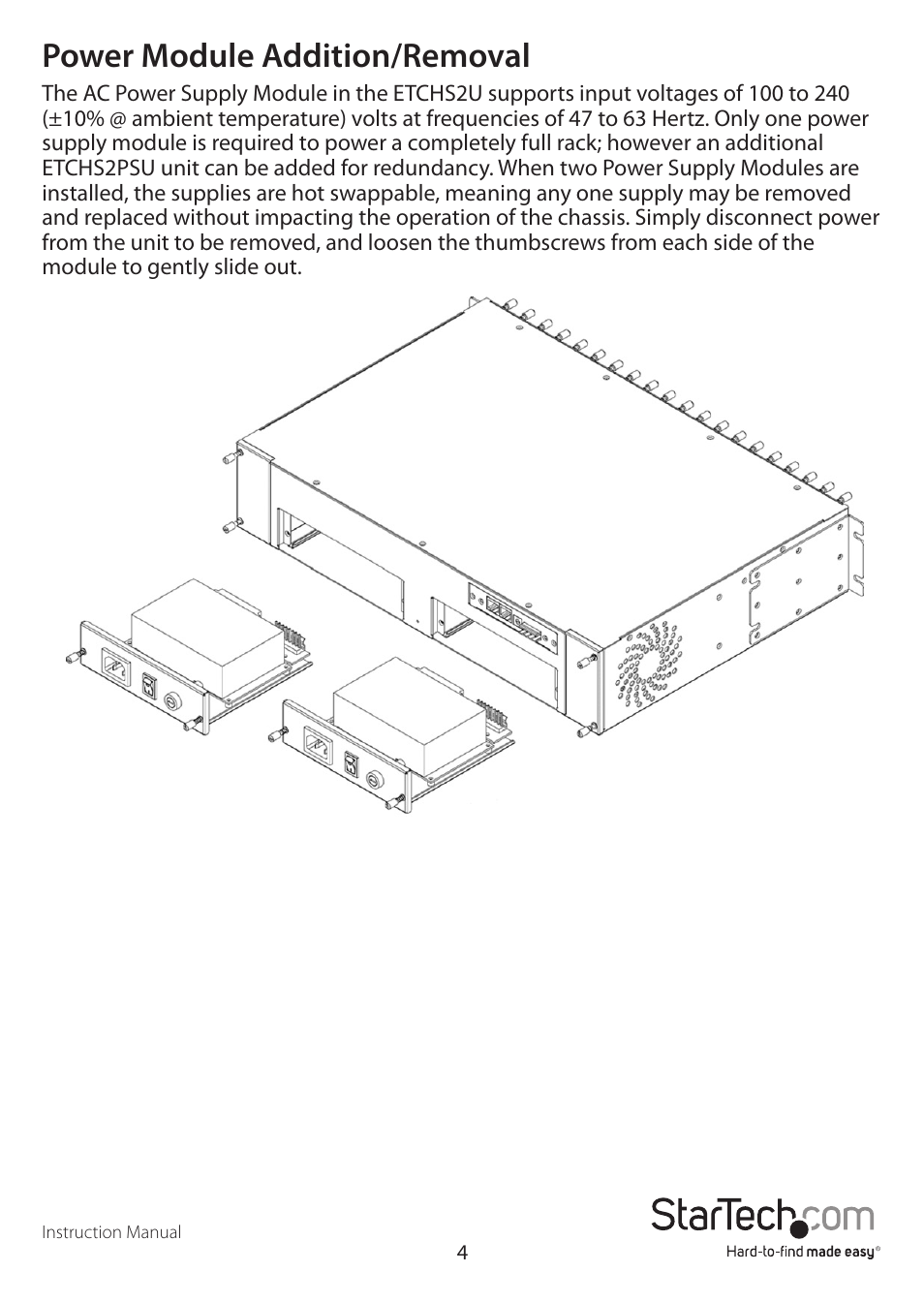 Power module addition/removal | StarTech.com ETCHS2U User Manual | Page 7 / 10