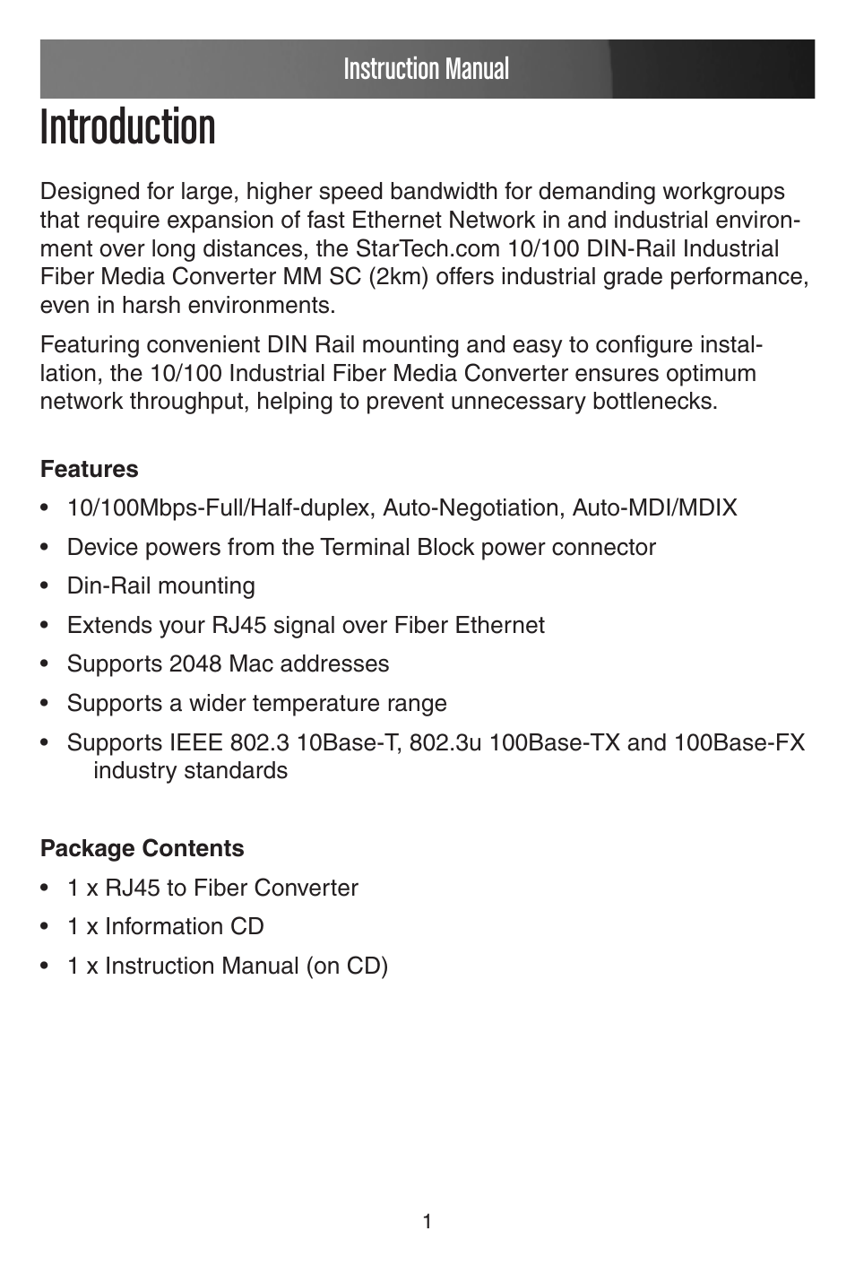 Introduction | StarTech.com IMC110MMSC User Manual | Page 4 / 9
