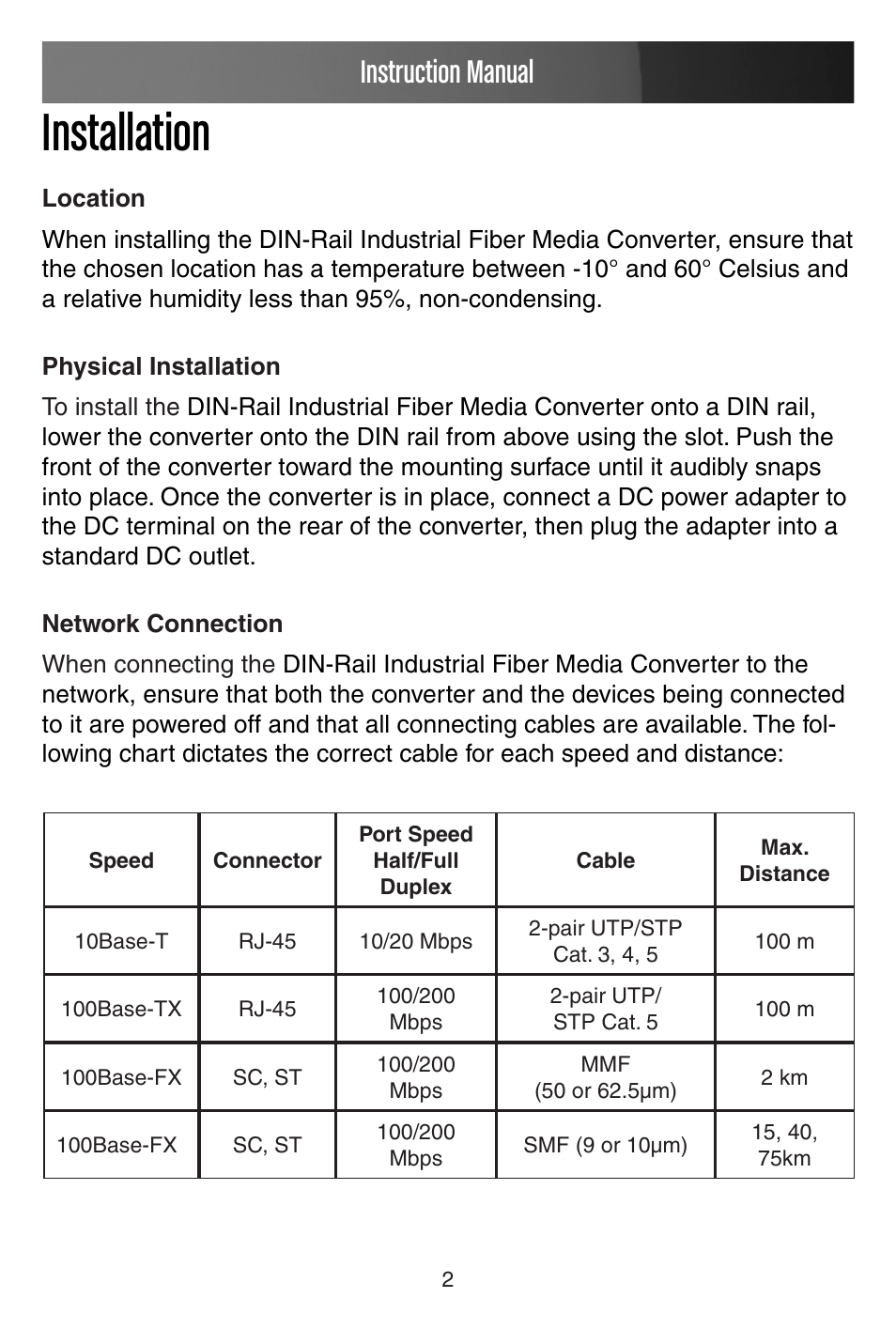 Installation, Instruction manual | StarTech.com IMC110MMSC User Manual | Page 5 / 9