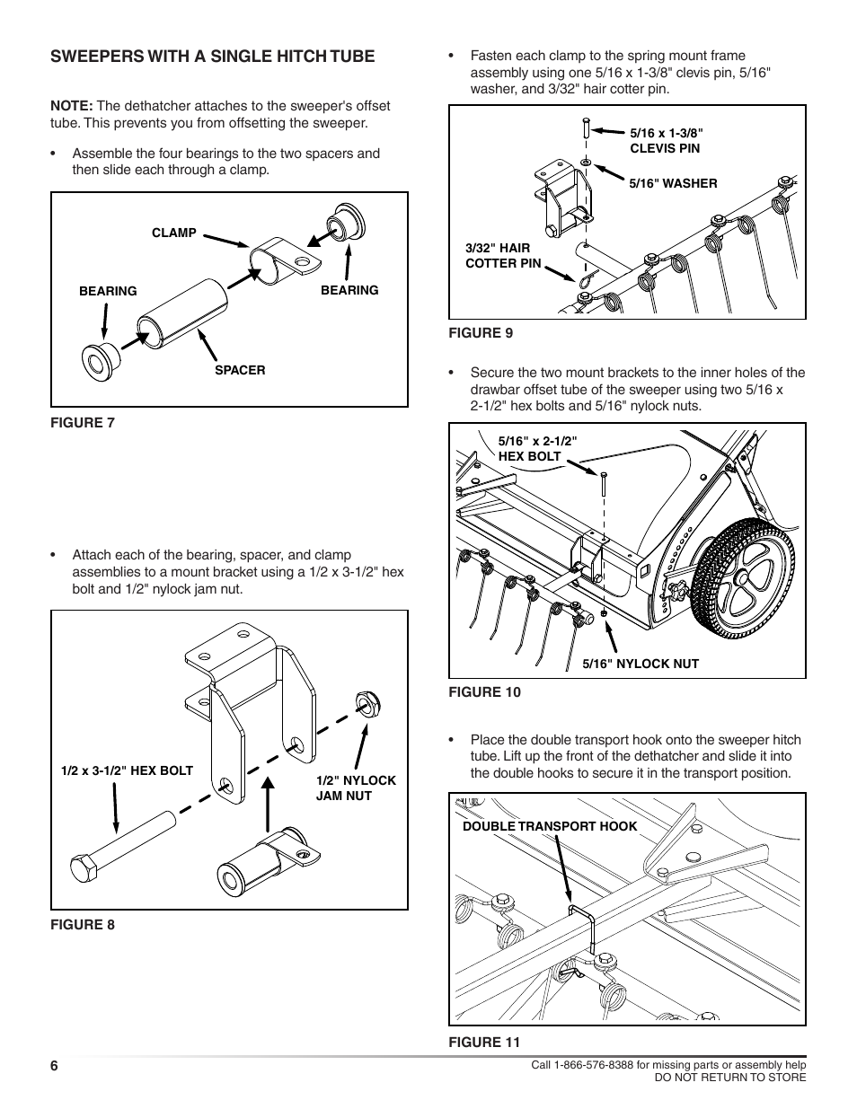 Sweepers with a single hitch tube | Craftsman 486.24218 User Manual | Page 6 / 12