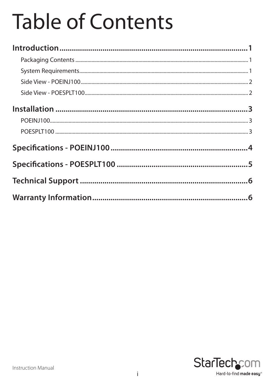 StarTech.com POEINJ100 User Manual | Page 3 / 10