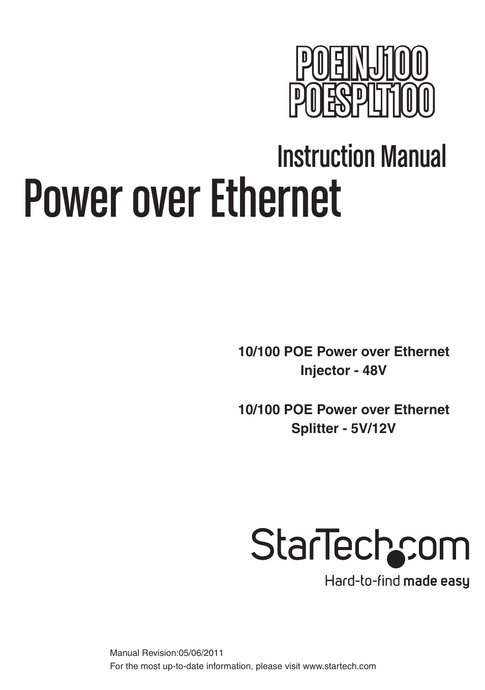 StarTech.com POESPLT100 User Manual | 10 pages