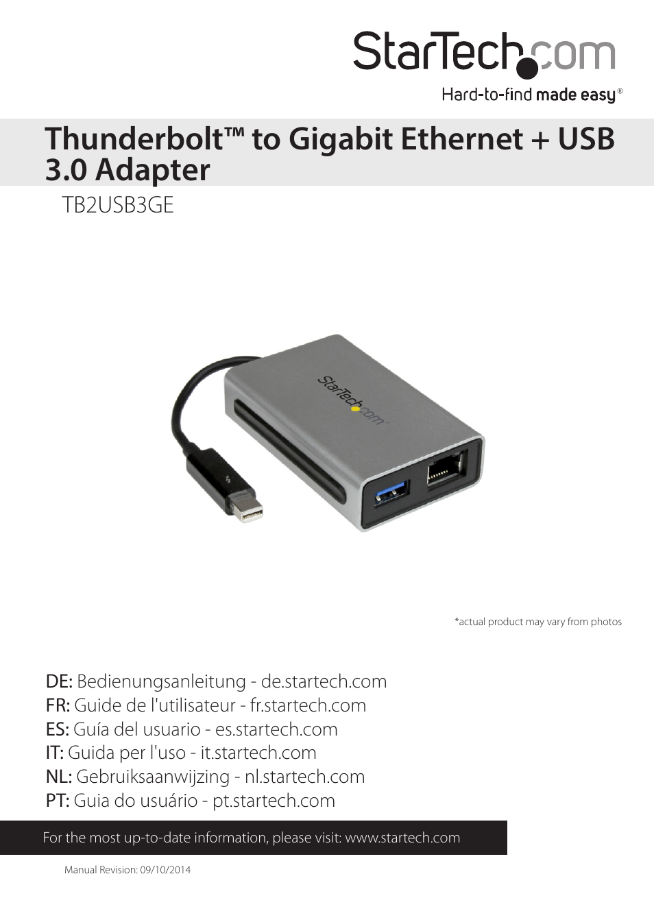 StarTech.com TB2USB3GE User Manual | 9 pages