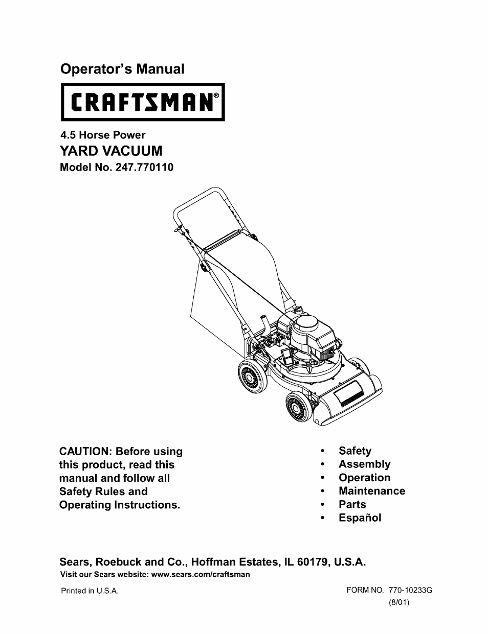 Craftsman 247.770110 User Manual | 40 pages