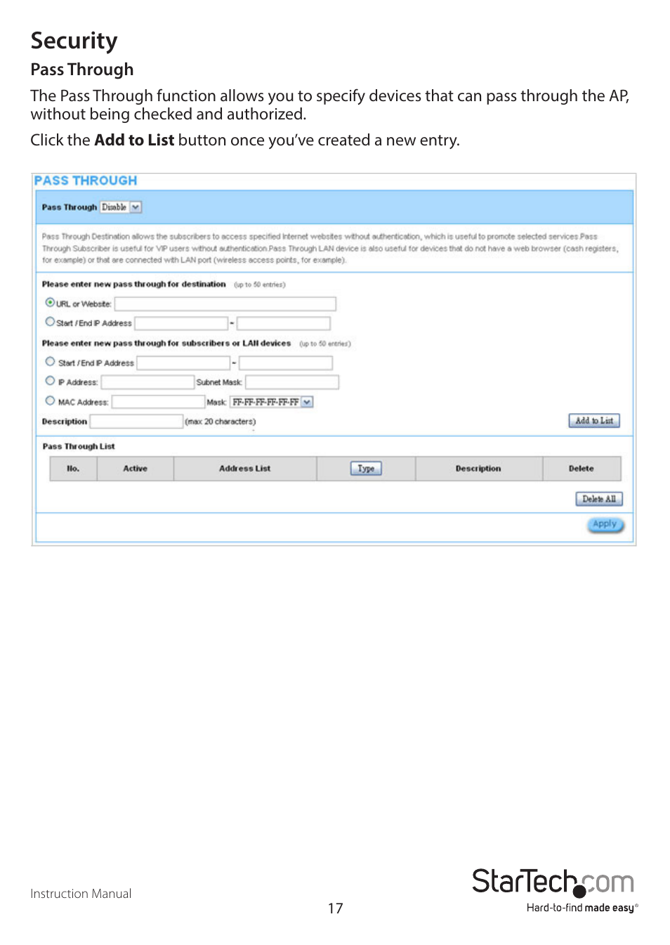 Security | StarTech.com R300WN22GAxx Full User Manual | Page 22 / 61