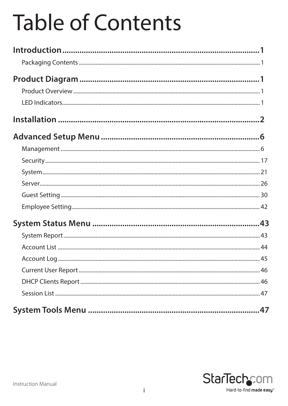 StarTech.com R300WN22GAxx Full User Manual | Page 4 / 61