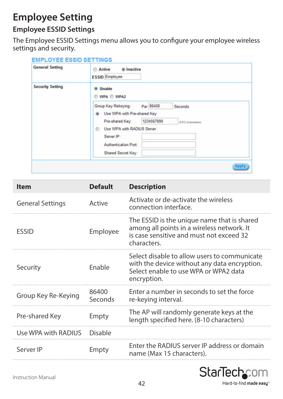 Employee setting | StarTech.com R300WN22GAxx Full User Manual | Page 47 / 61