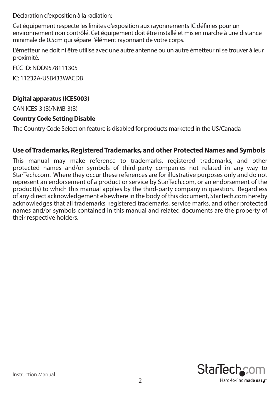 StarTech.com USB433WACDB User Manual | Page 3 / 14