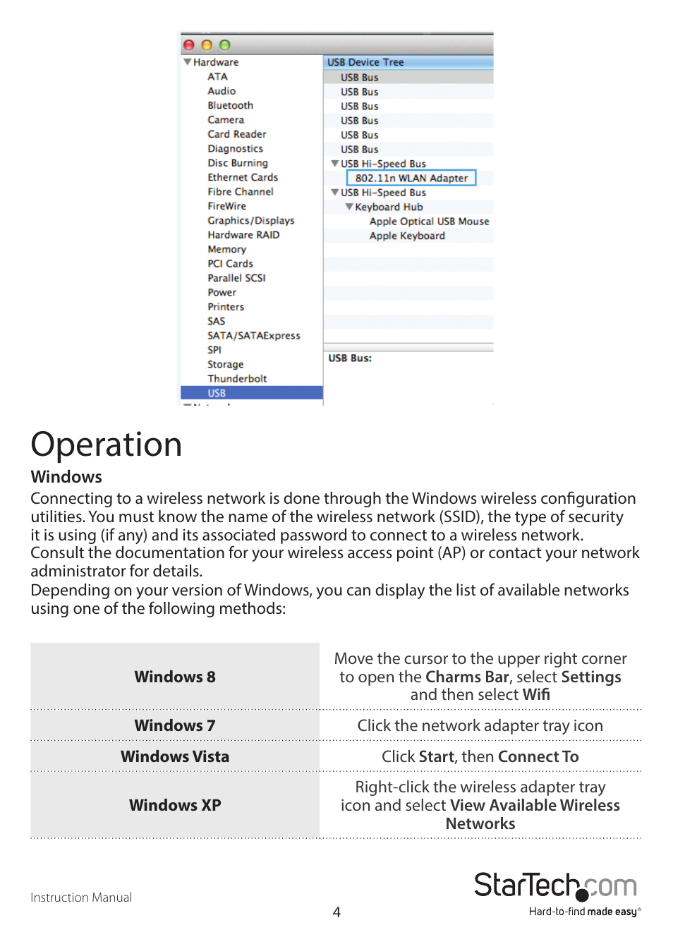 Operation | StarTech.com USB433WACDB User Manual | Page 8 / 14