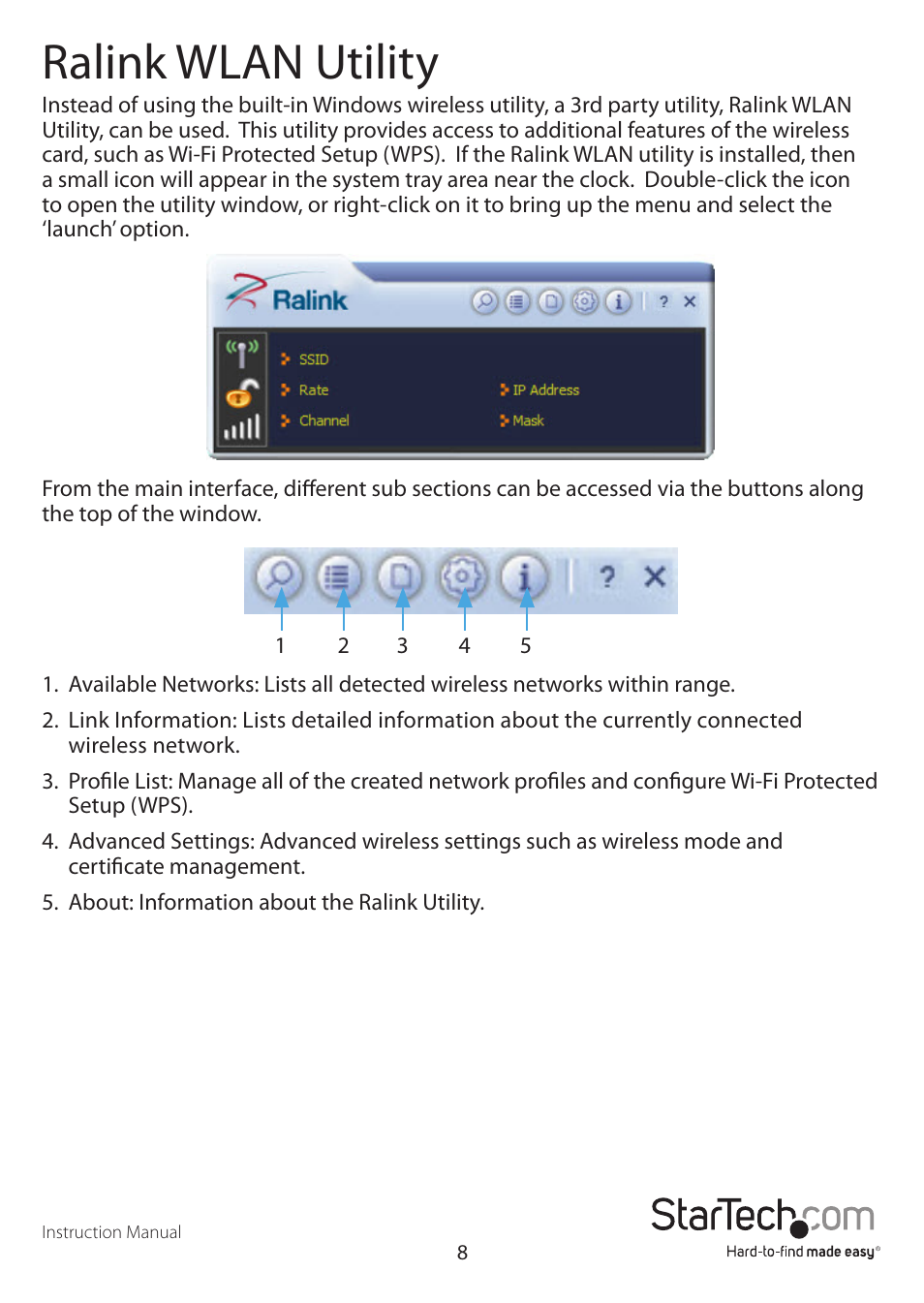 Ralink wlan utility | StarTech.com USB300WN2X2D User Manual | Page 11 / 18