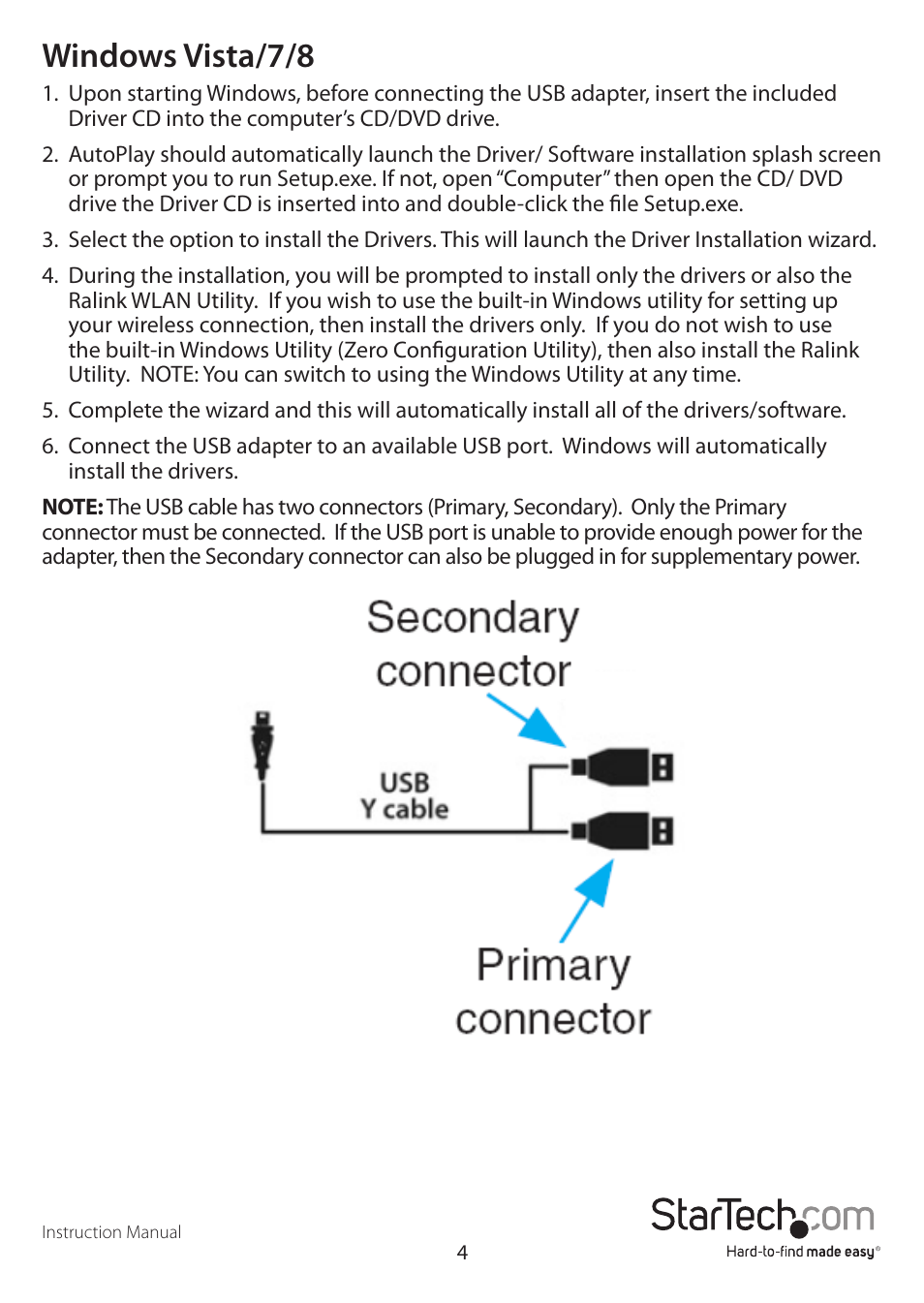 Windows vista/7/8 | StarTech.com USB300WN2X2D User Manual | Page 7 / 18