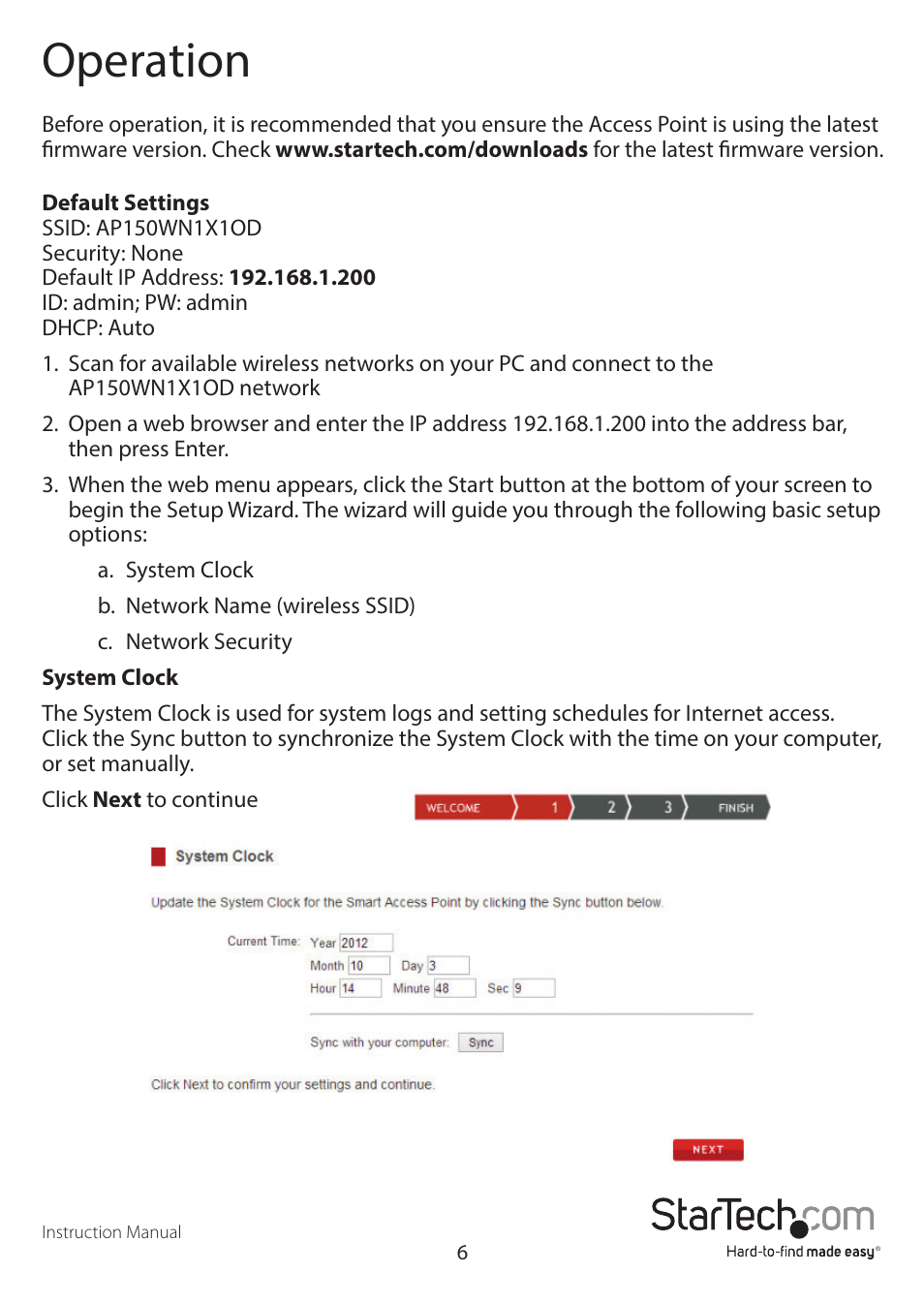 Operation | StarTech.com AP150WN1X1OG User Manual | Page 10 / 25