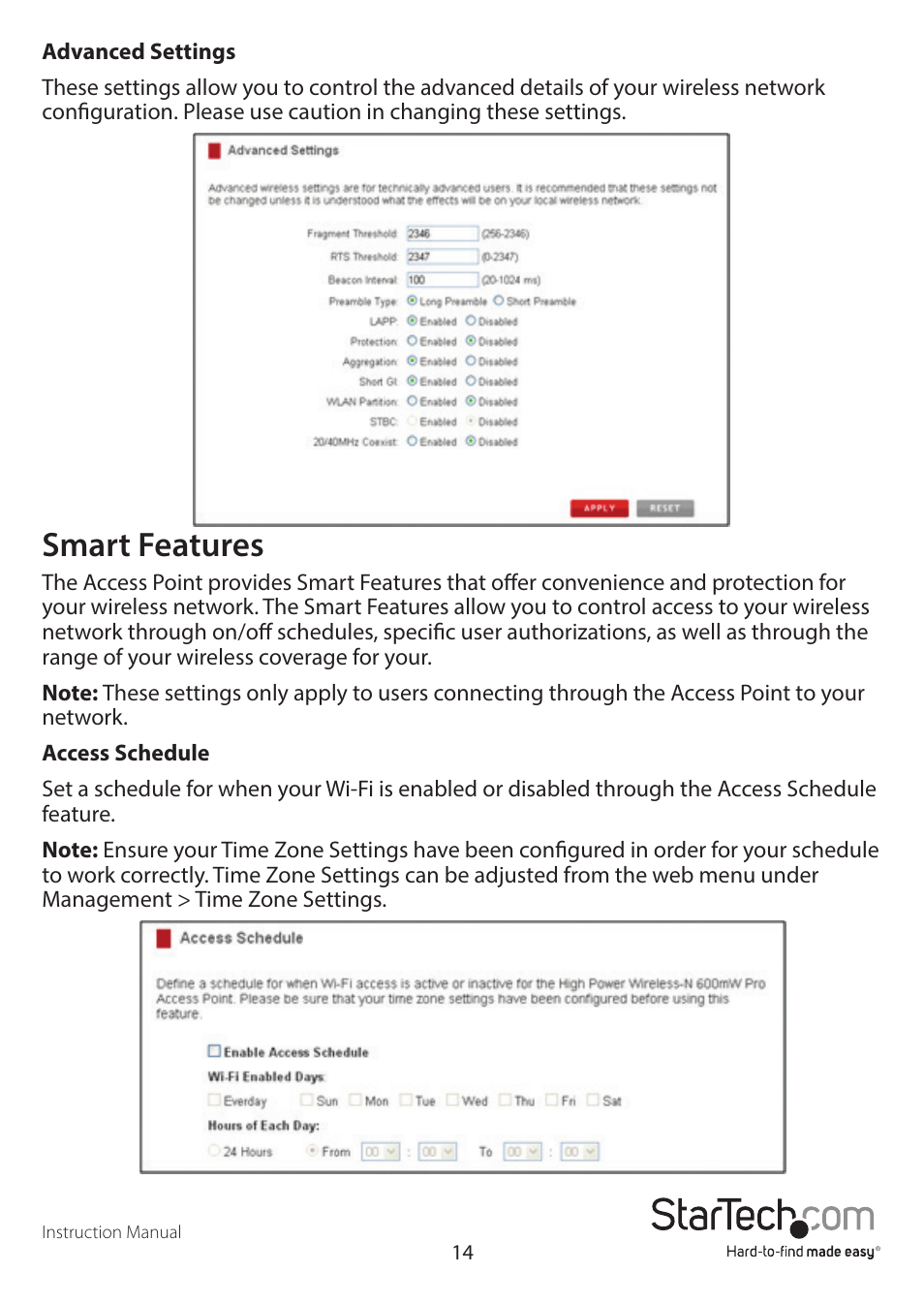 Smart features | StarTech.com AP150WN1X1OG User Manual | Page 18 / 25