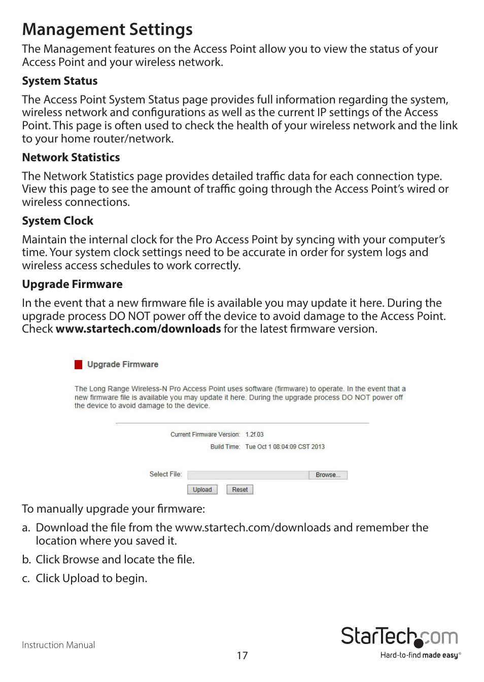 Management settings | StarTech.com AP150WN1X1OG User Manual | Page 21 / 25