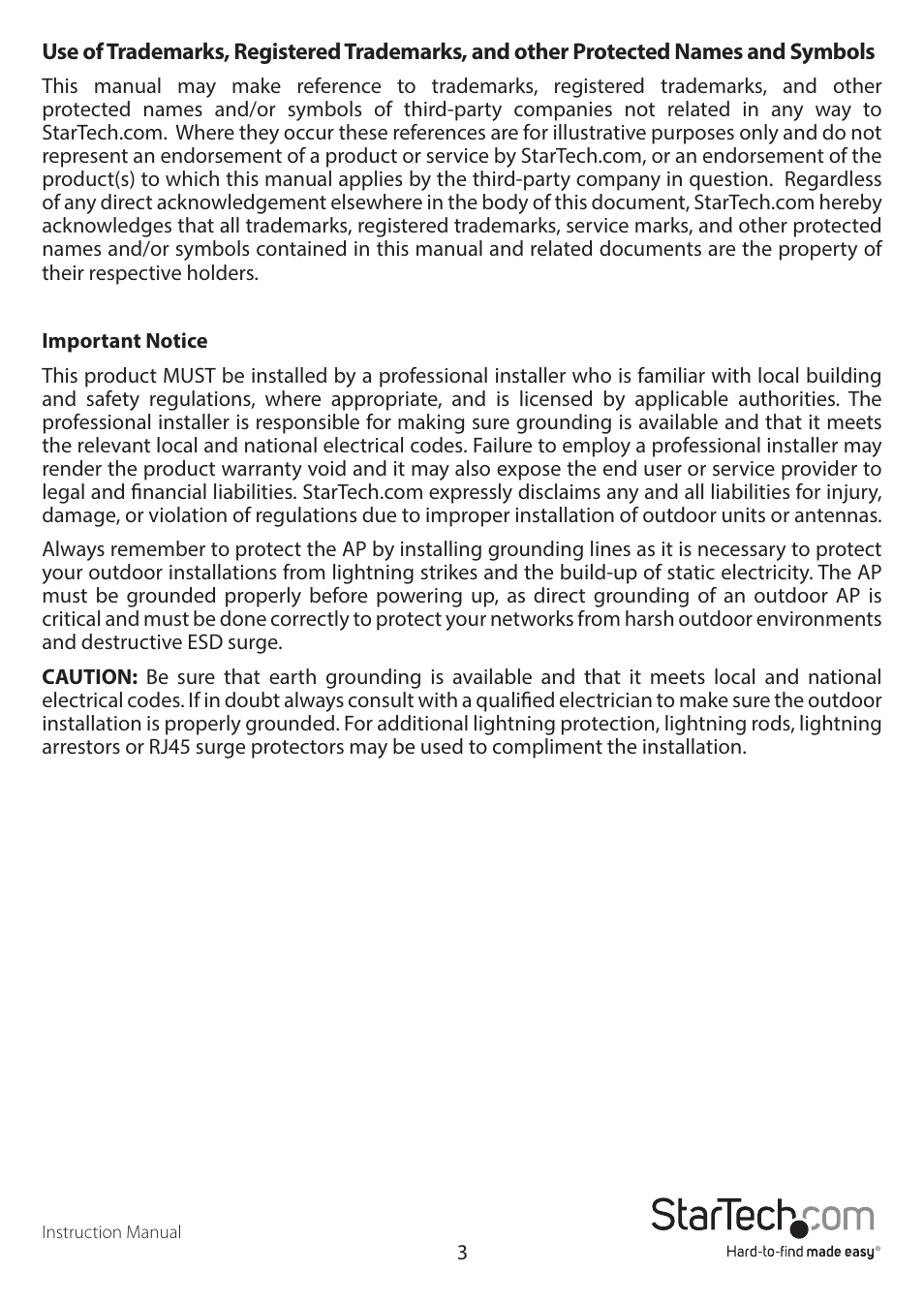 StarTech.com AP150WN1X1OG User Manual | Page 3 / 25