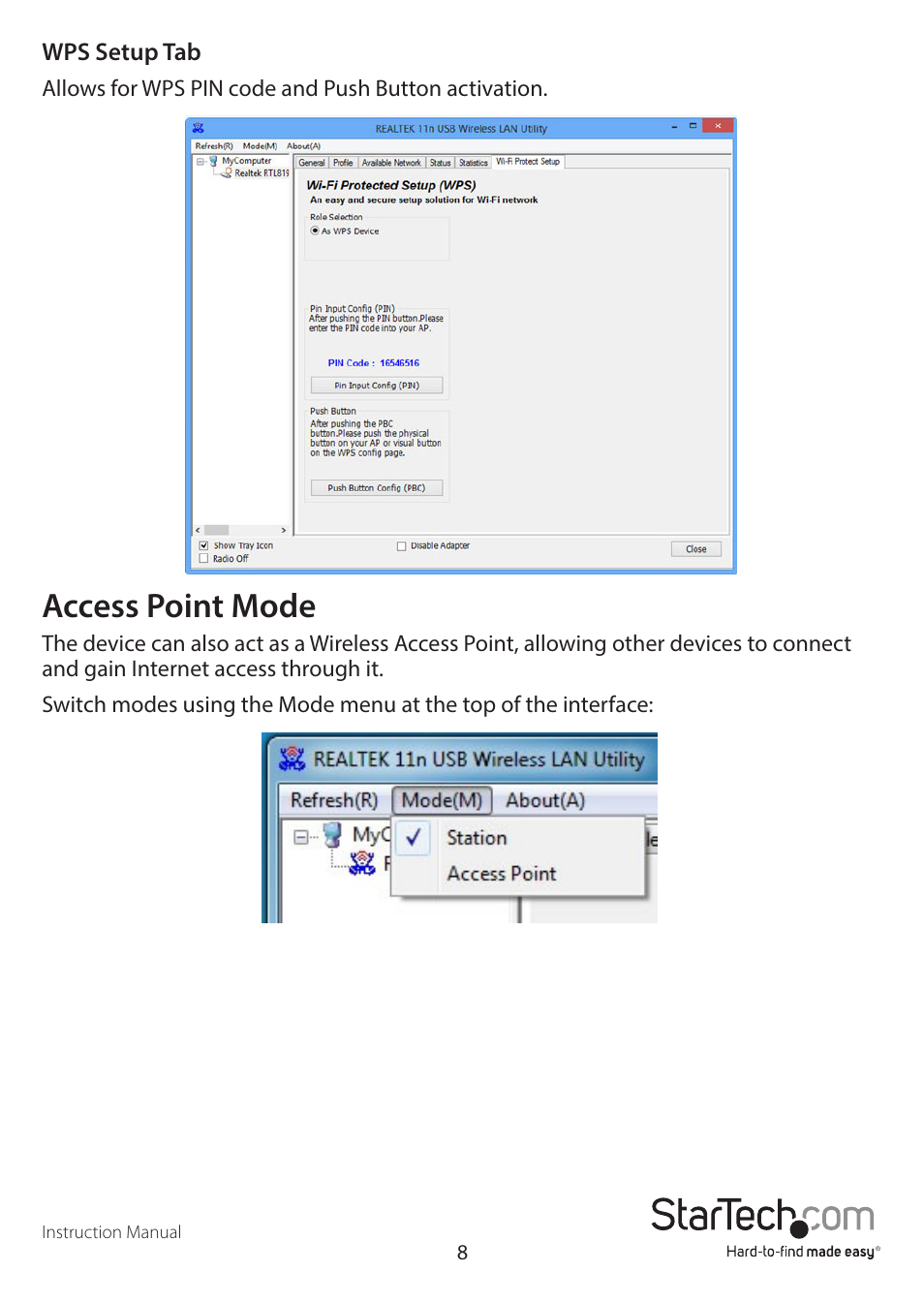 Access point mode | StarTech.com USB300WN2X2C Manual User Manual | Page 12 / 22