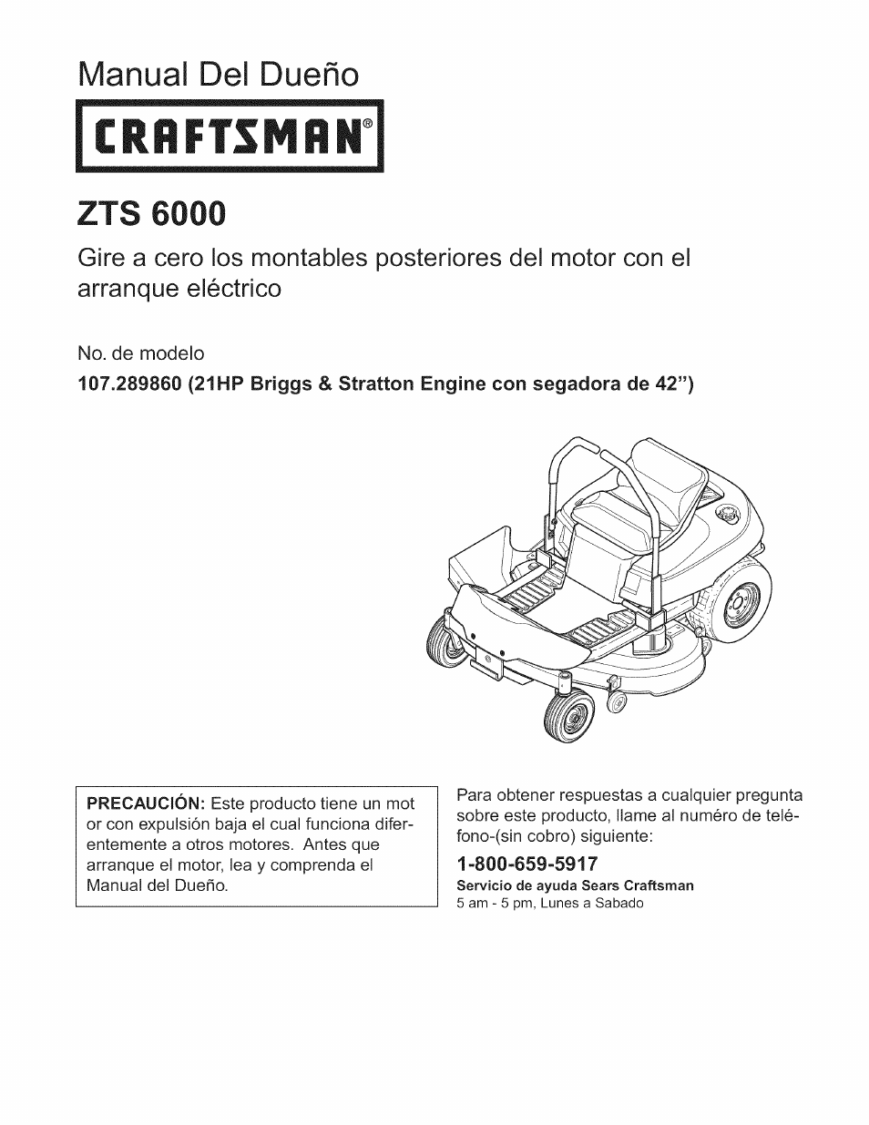 Crrftsmrn, Manual del dueño | Craftsman 107.289860 User Manual | Page 37 / 116