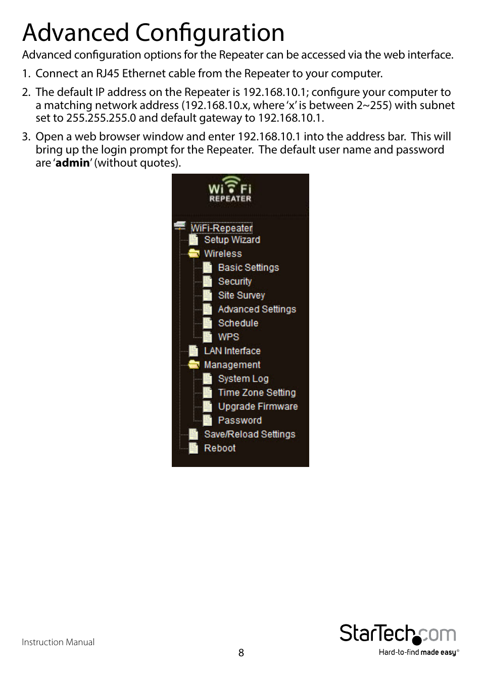 Advanced configuration | StarTech.com WFREPEAT300N User Manual | Page 11 / 18