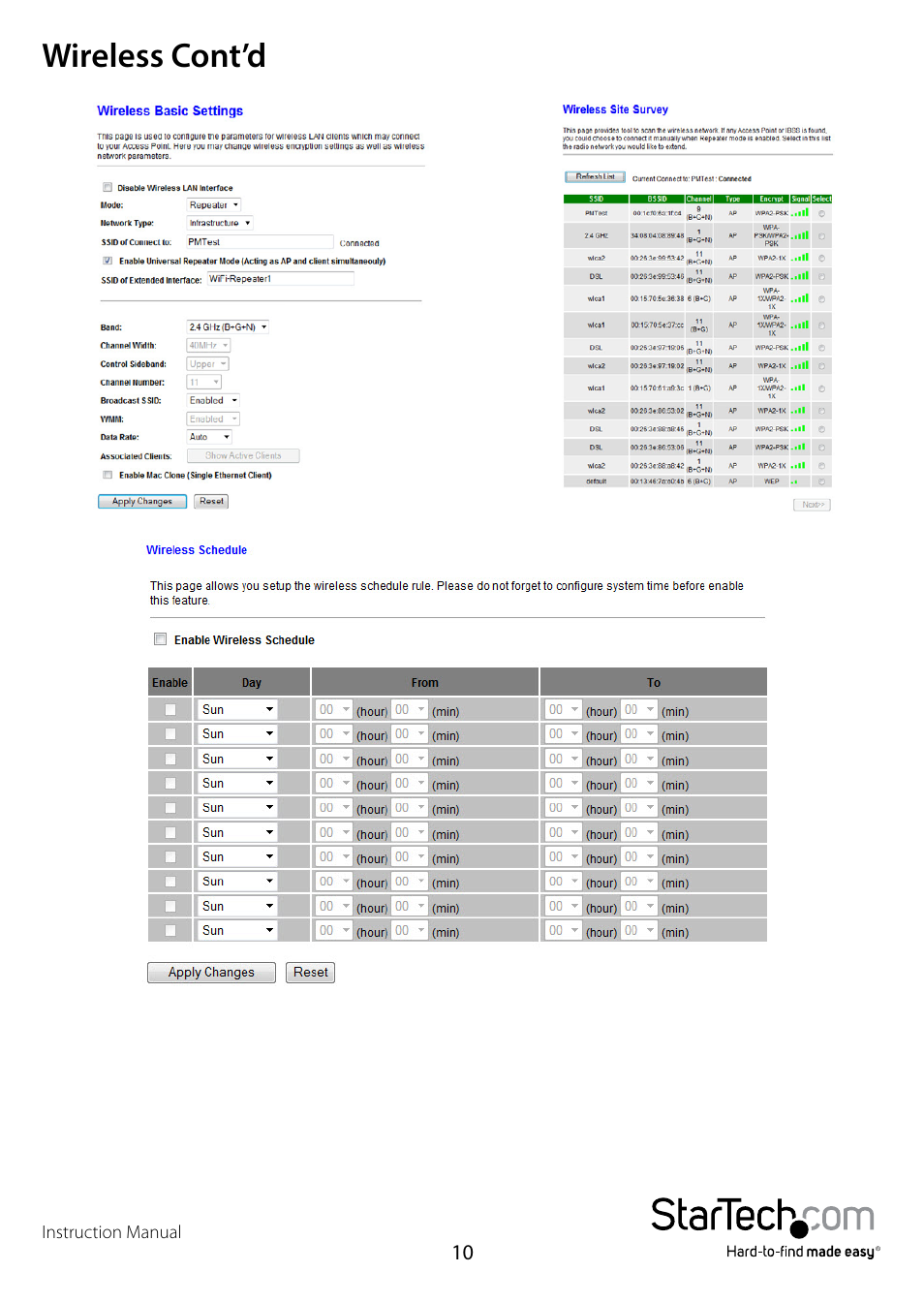 Wireless cont’d | StarTech.com WFREPEAT300N User Manual | Page 13 / 18