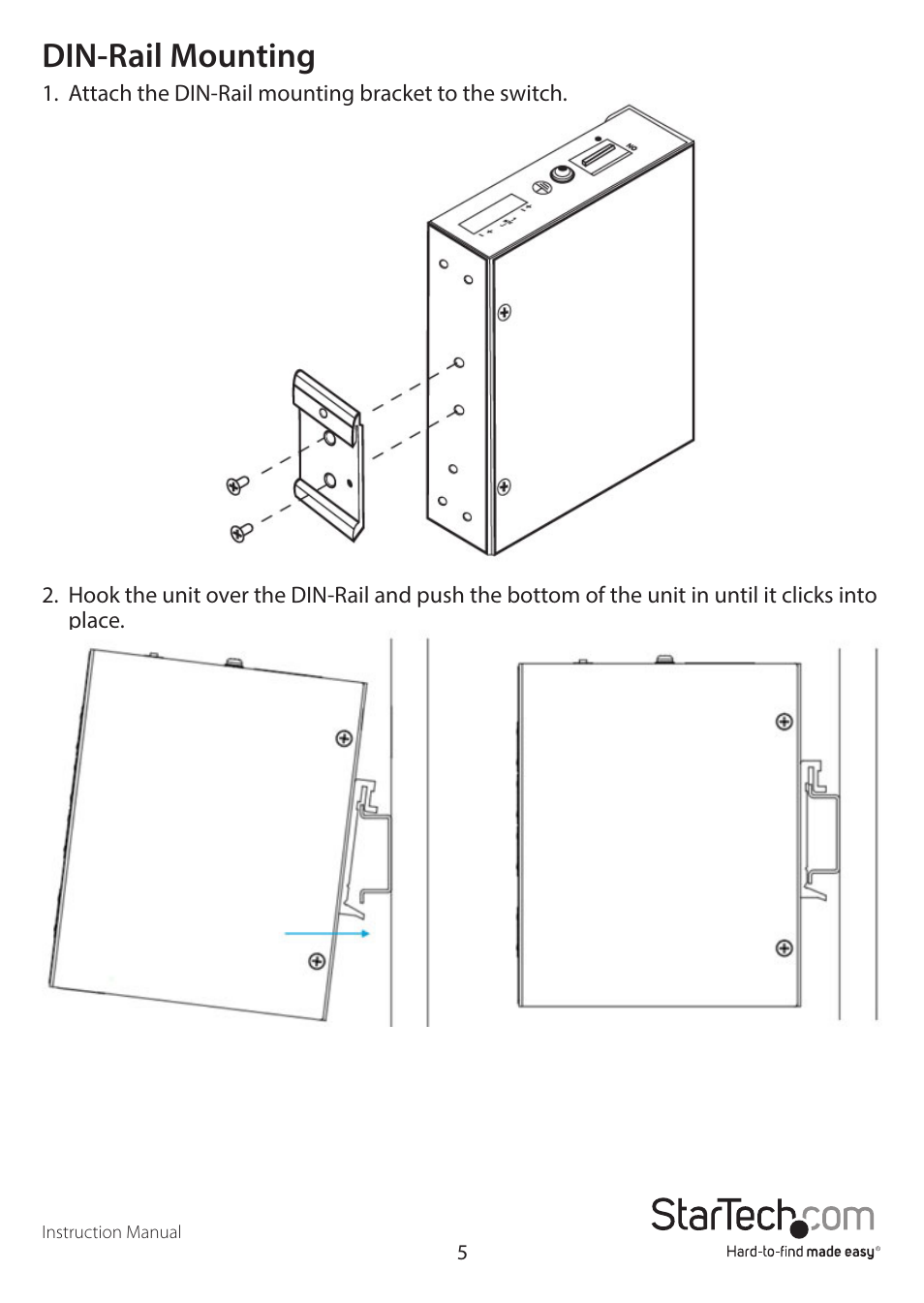 Din-rail mounting | StarTech.com IES51000 User Manual | Page 8 / 12