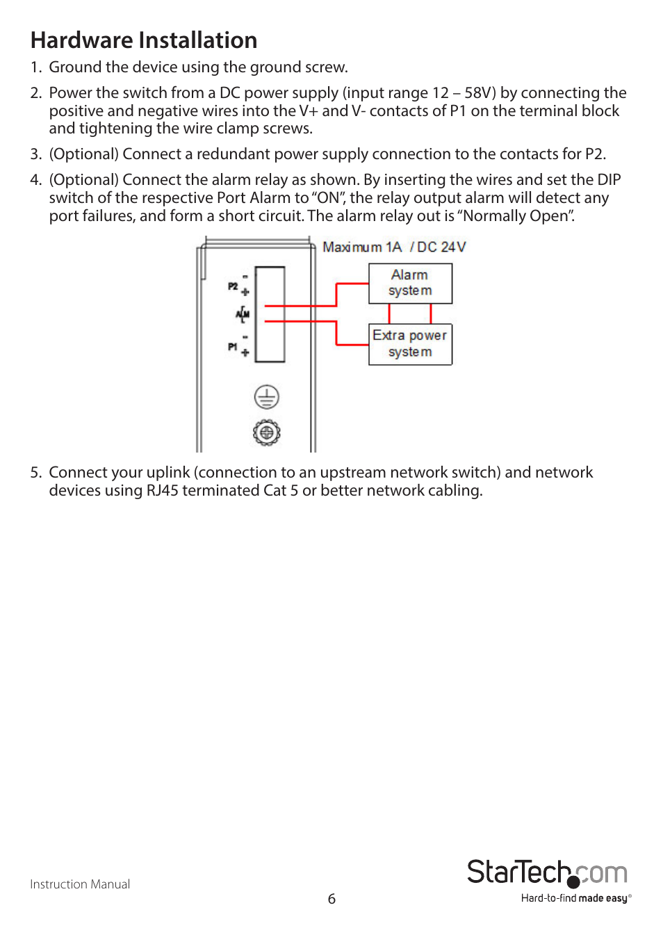 Hardware installation | StarTech.com IES51000 User Manual | Page 9 / 12