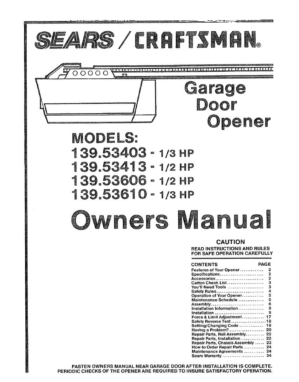 Craftsman 139.53403 User Manual | 24 pages