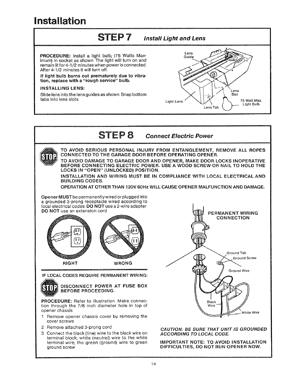 Step, Installation step, Steps | Craftsman 139.53403 User Manual | Page 14 / 24