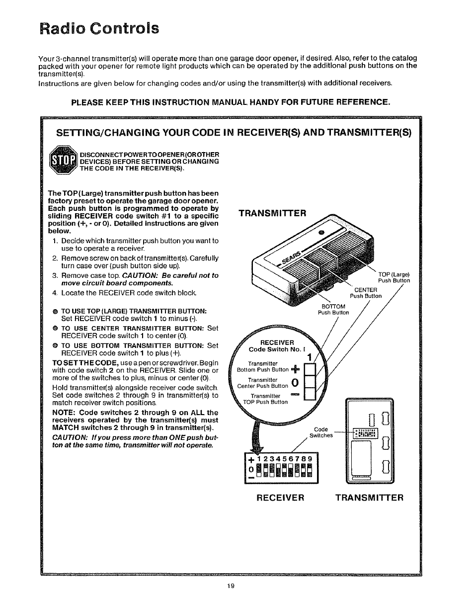 Transmitter, Radio controls, Laiisiibs | Craftsman 139.53403 User Manual | Page 19 / 24