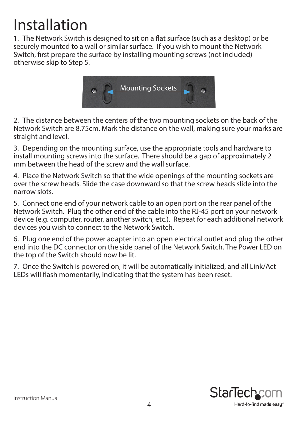 Installation | StarTech.com DS81072 User Manual | Page 7 / 11