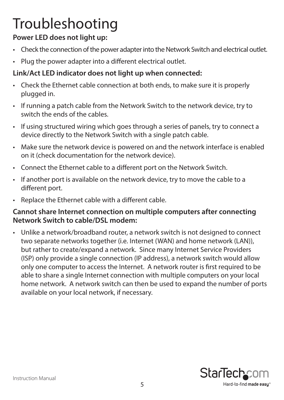 Troubleshooting | StarTech.com DS81072 User Manual | Page 8 / 11