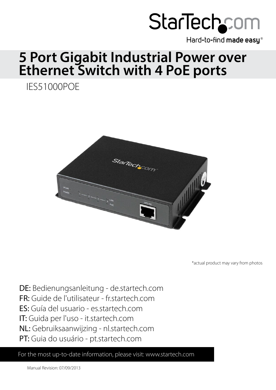 StarTech.com IES51000POE User Manual | 9 pages