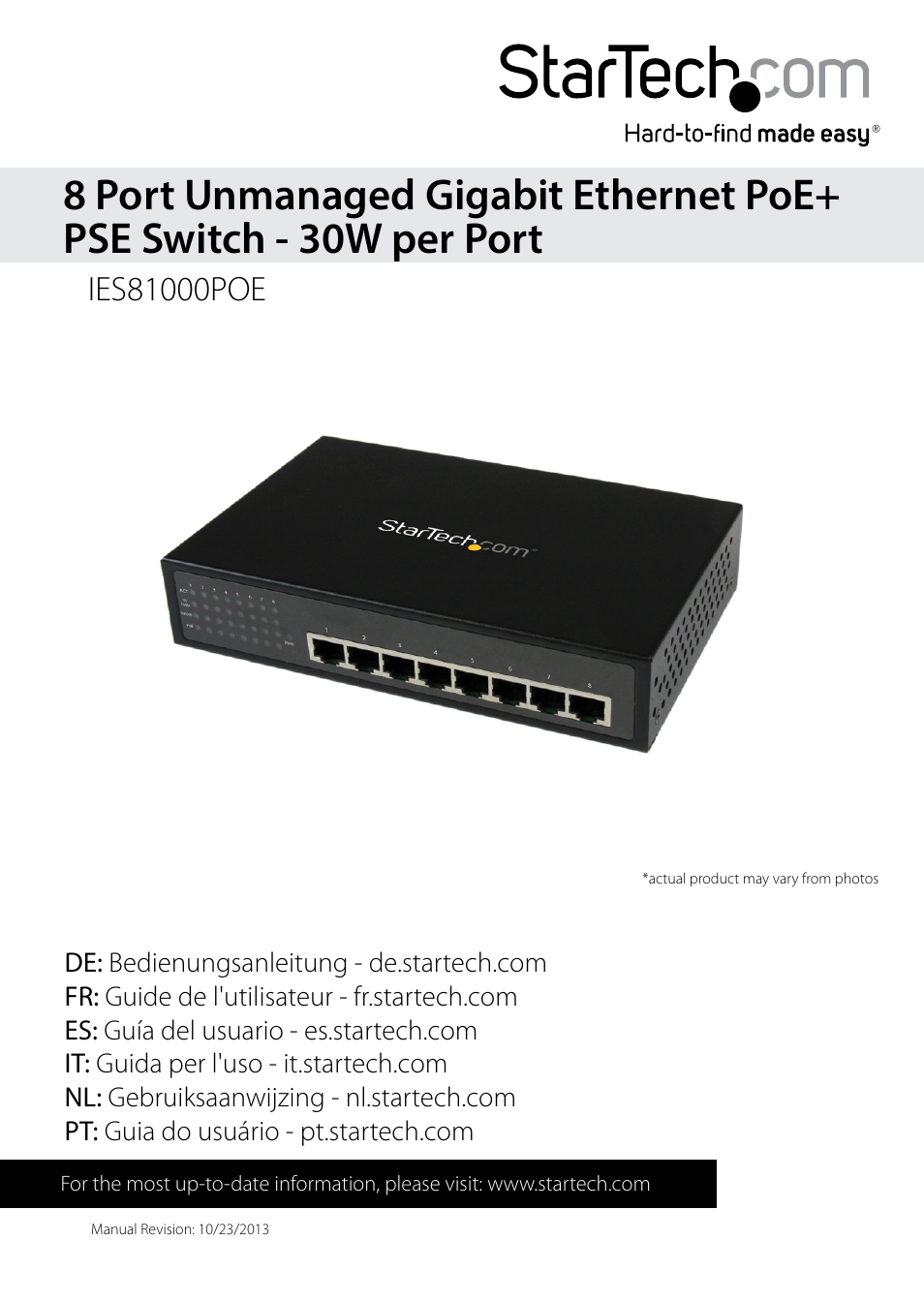 StarTech.com IES81000POE User Manual | 9 pages