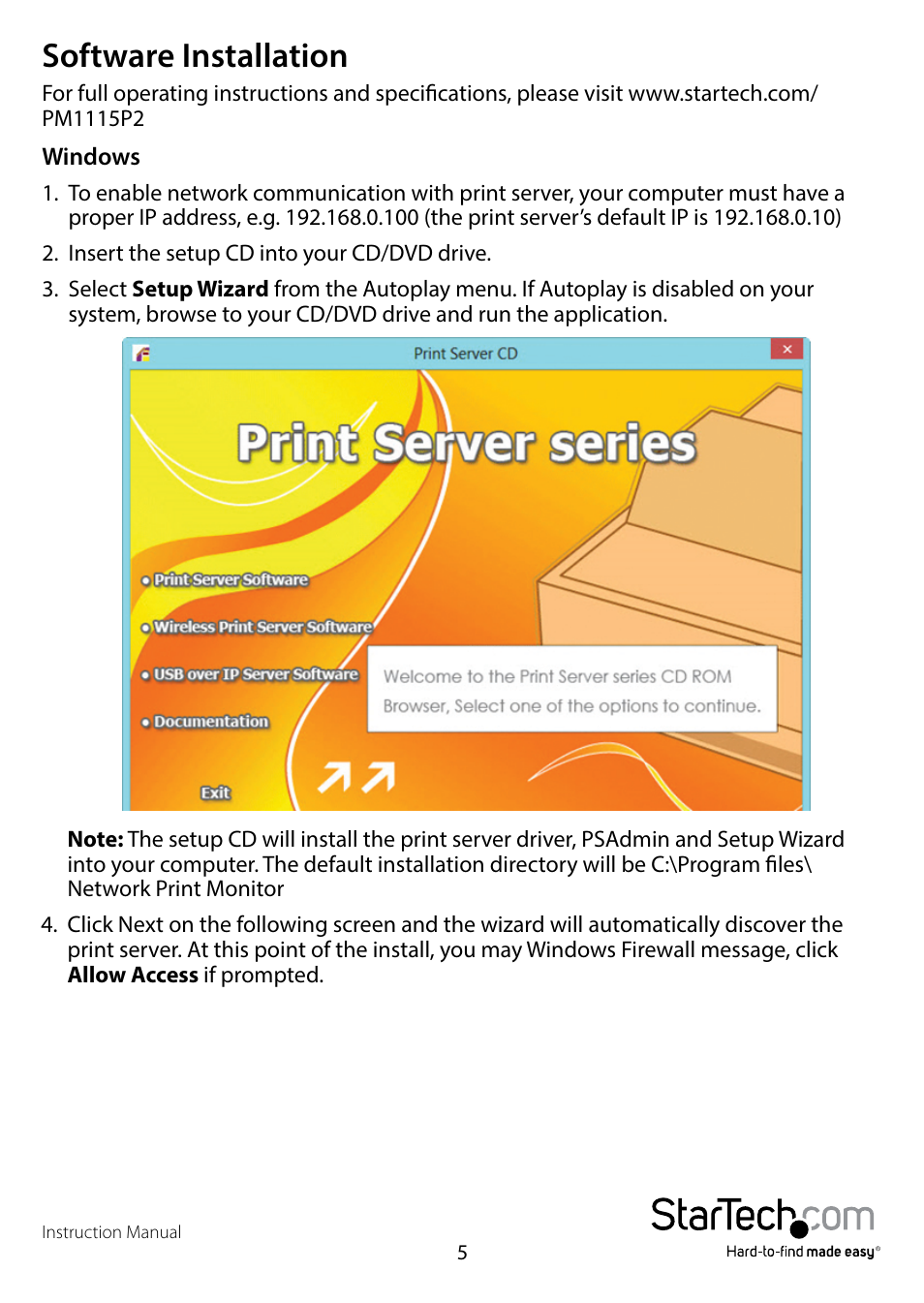 Software installation | StarTech.com PM1115P2 User Manual | Page 7 / 17