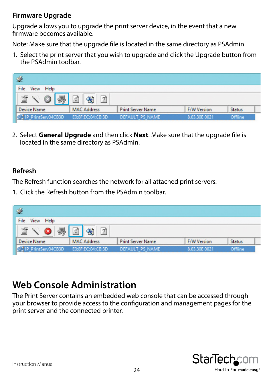 Web console administration | StarTech.com PM1115P2 Full User Manual | Page 26 / 41