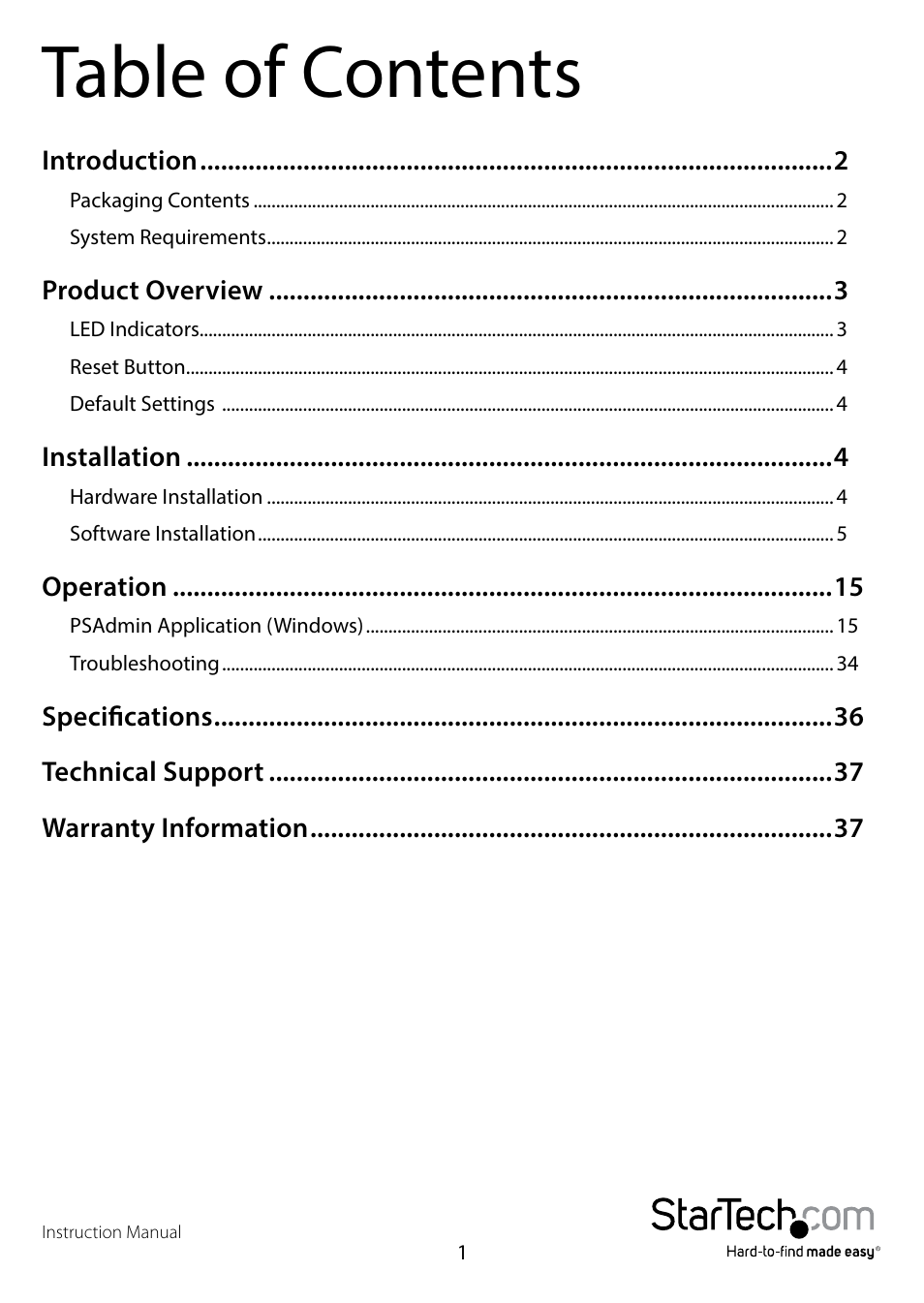 StarTech.com PM1115P2 Full User Manual | Page 3 / 41